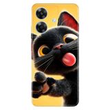Realme Realme Note 60 ile Uyumlu Kılıf, Fırlama Kedi Temalı Desenli, Darbe Emici Silikon
