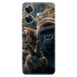 Realme Realme Note 60 ile Uyumlu Silikon Kılıf, Goril ve Kaplan Temalı Desenli, Darbe Emici