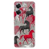 Realme Realme Note 60 ile Uyumlu Silikon Kılıf, Running Horses Temalı Desenli, Darbe Emici, Çok Renkli
