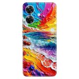 Realme Realme Note 60 ile Uyumlu Silikon Kılıf, Suluboya Sahil Temalı, Darbe Emici, Çok Renkli