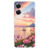 Realme Realme Note 60 ile Uyumlu Silikon Kılıf, Yelkenli Temalı Desenli, Darbe Emici, Çok Renkli