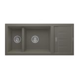 Realstone Artemis P024 Damlalıklı Granit Evye Çift Göz Mutfak Evyesi - Realstone P024 Artemis Gri
