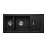 Realstone Artemis P024 Damlalıklı Granit Evye Çift Göz Mutfak Evyesi - Realstone P024 Artemis Siyah