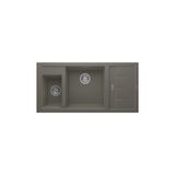 RealStone Aspendos P022 Damlalıklı Granit Evye 1000x500 mm Çift Göz Mutfak Evyesi - P022 Aspendos Gri