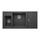 Realstone Aspendos P022 Damlalıklı Granit Evye 1000X500 Mm Çift Göz Mutfak Evyesi - Realstone P022 Aspendos Antrasit