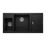 Realstone Aspendos P022 Damlalıklı Granit Evye 1000X500 Mm Çift Göz Mutfak Evyesi - Realstone P022 Aspendos Siyah