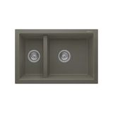 Realstone Bergama P018 Granit Evye 700X460 Mm Damlalıksız Çift Göz Mutfak Evyesi - Gri