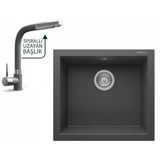 Realstone Didyma 60 Granit Eviye Ve Abant Üç Yollu Arıtma Çıkışlı Batarya Seti - 600X530 Mm - Gri