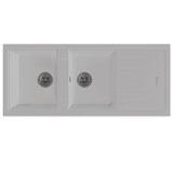 Realstone Esila P021 Damlalıklı Granit Evye 1160X500 Mm Çift Göz Mutfak Evyesi - Realstone P021 Esila Beyaz