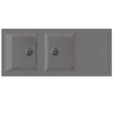 Realstone Esila P021 Damlalıklı Granit Evye 1160X500 Mm Çift Göz Mutfak Evyesi - Realstone P021 Esila Gri