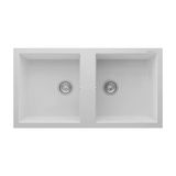 Realstone Nemrut 97 P019 Granit Evye 970X520 Mm Çift Göz Damlalıksız Mutfak Evyesi - Realstone P019 Nemrut Beyaz