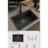 RealStone Real Stone Gordion 60 Granit Mutfak Eviyesi Antrasit 60X47 Cm