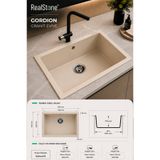 RealStone Real Stone Gordion 60 Granit Mutfak Eviyesi Krem 60X47 Cm
