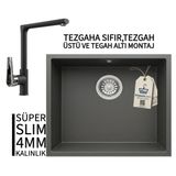 Realstone Steep 50 Antrasit Granit Evye & Vesta Antrasit Uyumlu Batarya Seti