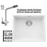 Realstone Steep 50 Beyaz Granit Evye & Abant Beyaz Uyumlu Batarya Seti