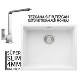 Realstone Steep 50 Beyaz Granit Evye & Göksu Krom Batarya Seti
