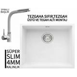 Realstone Steep 50 Beyaz Granit Evye & Sümela Beyaz Uyumlu Batarya Seti