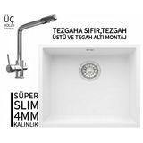 Realstone Steep 50 Beyaz Granit Evye & Sümela Krom Batarya Seti