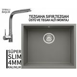 Realstone Steep 50 Gri Granit Evye & Sümela Krom Batarya Seti