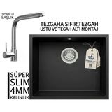 Realstone Steep 50 Siyah Granit Evye & Sümela Krom Batarya Seti
