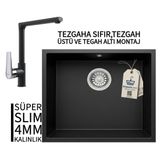 Realstone Steep 50 Siyah Granit Evye & Vesta Siyah Uyumlu Batarya Seti