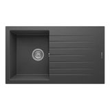 Realstone Troya 86 P004 Granit Evye 860X500 Mm Tek Göz Damlalıklı Mutfak Evyesi - Realstone P004 Troya 86 Antrasit