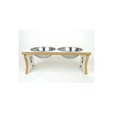 RealWood Ahşap Çelik Kaseli Büyük Irk Köpek Mama-su Kabı Stantı-2*1000 Ml.