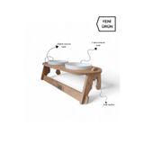 RealWood Ahşap Kedi Su & Mama Kabı - 2'li Oval Model - Eğimli - Kırılmaz Melamin Kase - 2*400ml