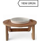 RealWood Ahşap Kedi Su & Mama Kabı - Tekli Oval Model - Eğimli - Kırılmaz Melamin Kase - 1*400ml
