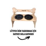 RealWood Köpek Su Ve Mama Standı-özel Isim Baskı-meşemdf-kademelikemik-büyükırk-seramiksiyahkase-2*1000ml