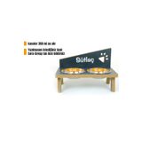 RealWood Özel Isim Baskılı, Ahşap, Çelik Kâseli Kedi- Küçük Irk Köpek Mama Ve Su Kabı