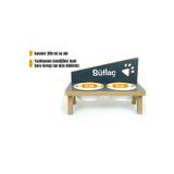 RealWood Özel Isimli Seramik Kedi-küçük Irk Köpek Mama Ve Su Kabı Stantı-antrasit 350 Ml.