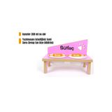 RealWood Özel İsimli Seramik Kedi-küçük Irk Köpek Mama Ve Su Kabı Stantı-pembe 350 Ml.
