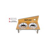 RealWood Suya Dayanıklı Ahşap Çelik Kâseli Özel Isim Baskılı Kedi-köpek Mama Ve Su Kabı Stantı - 2*350 Ml.