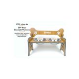 RealWood Suya Dayanıklı Ahşap Özel İsim Baskılı Çelik Kaseli Kademeli Köpek Mama ve Su Kabı Stantı