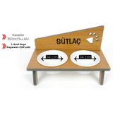 Realwood Suya Dayanıklı Seramik Kaseli İsimli Kedi Köpek Mama Kabı Stantı beyaz