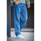 Reax 896 Beli Lastikli Ipli Baggy Bol Kesim Kot Pantolon - Mavi
