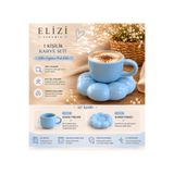 REAY HOME 1 Kişilik (2 Parça ) El Yapımı Seramik Mavi Papatya Model Türk Kahvesi Fincan Seti 90ml