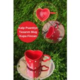 REAY HOME El Yapımı Seramik Puantiyeli Kalp Tasarım Mug Kupa Fincan Handmade Mug Fincan Kupa Kahve Kupası
