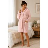 Rebeka Home Collection Weldoğa Peluş Pudra Welsoft Kapüşonlu Sabahlık