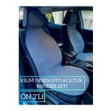 rebols KİLİM DOKUMA TERLETMEZ %100 PAMUK OTO KOLTUK MİNDER SETİ 2'Lİ (GRİ)