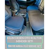 rebols KİLİM DOKUMA TERLETMEZ %100 PAMUK OTO KOLTUK MİNDER SETİ 3'LÜ (SİYAH)