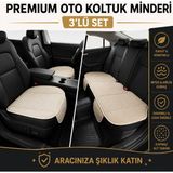 Rebols Tokyo Serisi Keten Oto Koltuk Minder Seti- Koltuk Koruma Kılıfı 3'lü Set - Krem