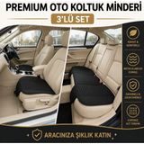 Rebols Tokyo Serisi Keten Oto Koltuk Minder Seti- Koltuk Koruma Kılıfı 3'lü Set - Siyah
