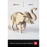 Reboo Ahşap Fil 3D Puzzle Boyama Seti – 23 Parça, 6’lı Boya ve Fırça Dahil Eğitici Aktivite Oyuncağı - 4