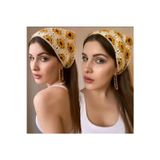 REBORN DESIGN Bohem Örme Ayçiçeği Figürlü Pamuklu Bandana Eşarp