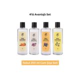 Rebul 250 ml Cam Şişe Kolonya Seti – Bouquet, Mandarine, Lavanda, Sweet Lemon