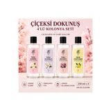 Rebul Çiçeksi 4’lü Cam Şişe Kolonya Seti 250 ml | Jasmine, Magnolia, Bouquet, Sweet Lemon