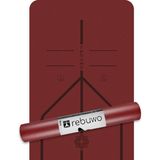 Rebuwo Hizalamalı 5mm Kaydırmaz Doğal Kauçuk Yoga Matı Pilates Mat Bordo 183 x 68 cm