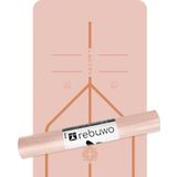 Rebuwo Hizalamalı 5mm Kaydırmaz Doğal Kauçuk Yoga Matı Pilates Mat Soft Pembe 183 x 68 cm
